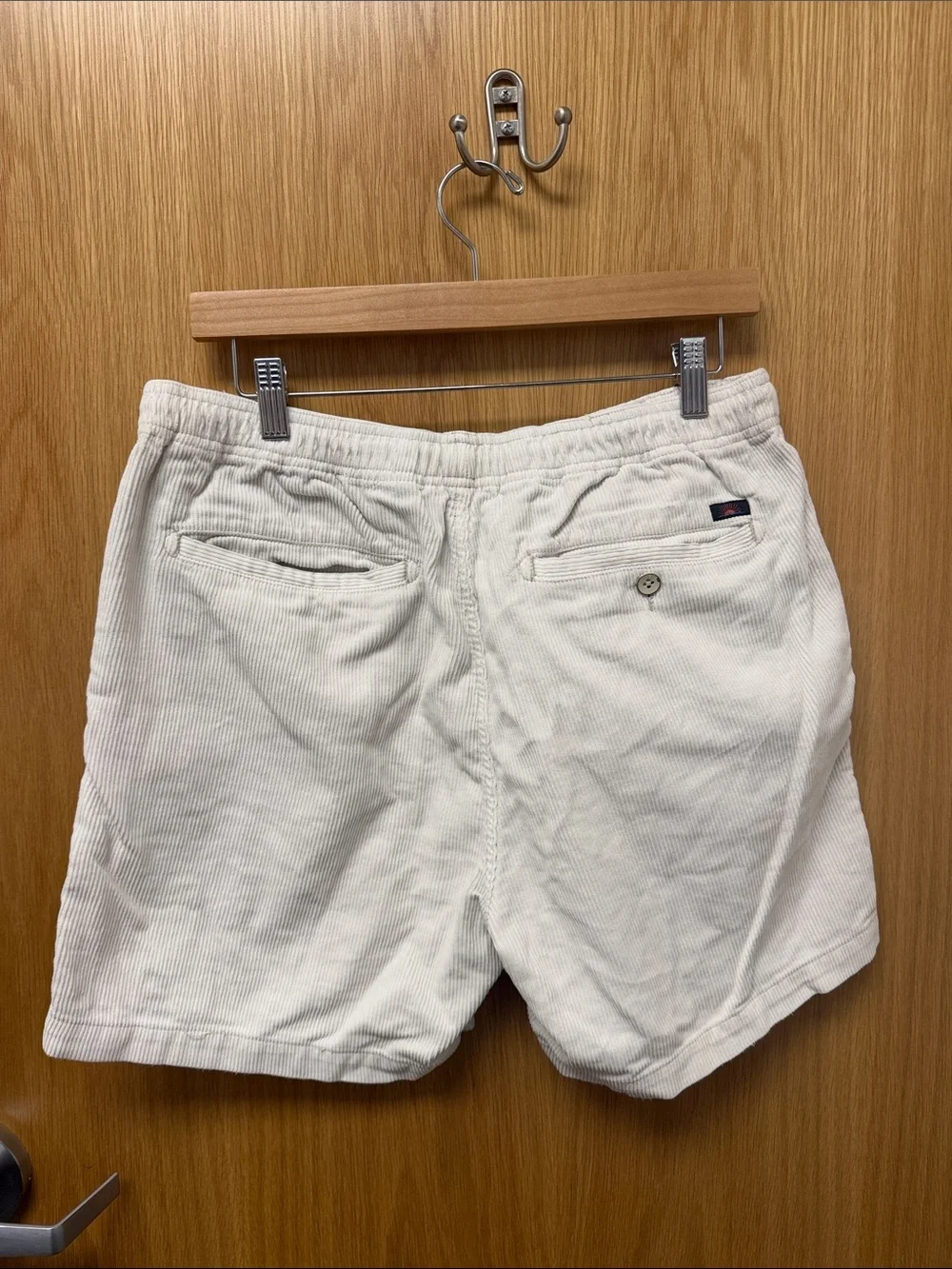 Men's Corduroy 100% Cotton Drawstring Shorts in Off-White Size M
